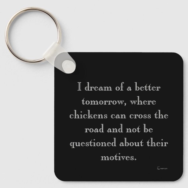 Funny Chickens Crossing Motive Magnet Keychain (Front)