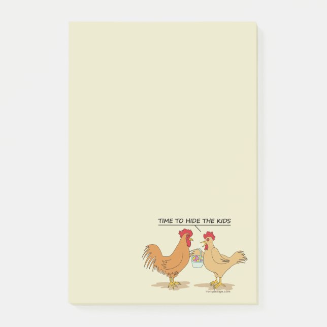 Funny Chickens Easter Egg Hunt Cartoon Post-it Notes (Front)