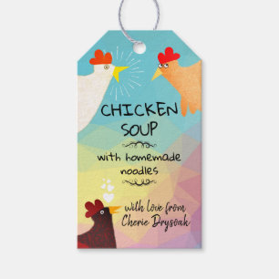 Funny chickens homemade soup recipe in a jar gift tags