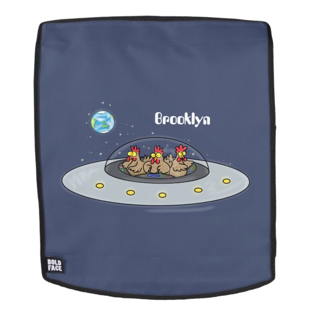 Funny chickens in space cartoon illustration backpack (Removable Face)