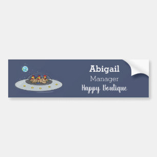 Funny chickens in space cartoon illustration bumper sticker