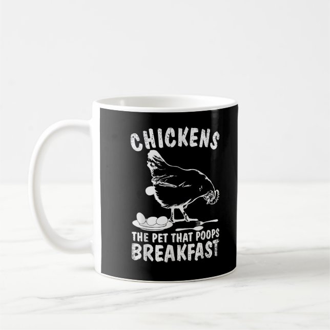 Funny Chickens Pet Poop Breakfast Backyard Farmer Coffee Mug (Left)