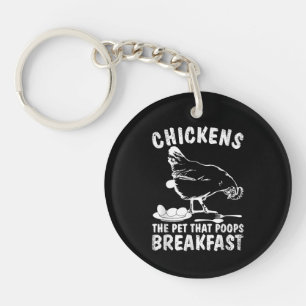 Funny Chickens Pet Poop Breakfast Backyard Farmer Keychain