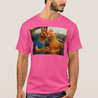 Funny Chickens Taking A Selfie On The Train - Whim T-Shirt