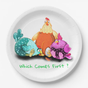 Funny Chickens Waiting Egg To Hatch - Custom Text Paper Plate