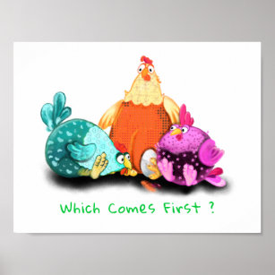 Funny Chickens Waiting Egg To Hatch - Custom Text  Poster