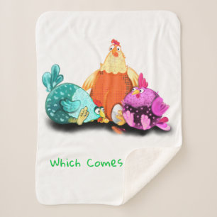 Funny Chickens Waiting Egg To Hatch - Custom Text Sherpa Blanket