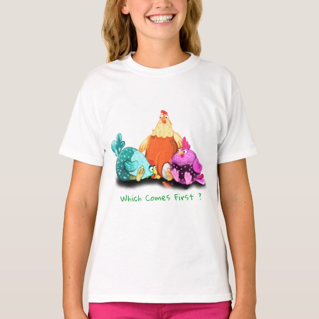Funny Chickens Waiting Egg To Hatch - Custom Text  T-Shirt (Front)