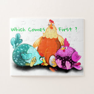 Funny Chickens Waiting Egg To Hatch - Fun Drawing Jigsaw Puzzle