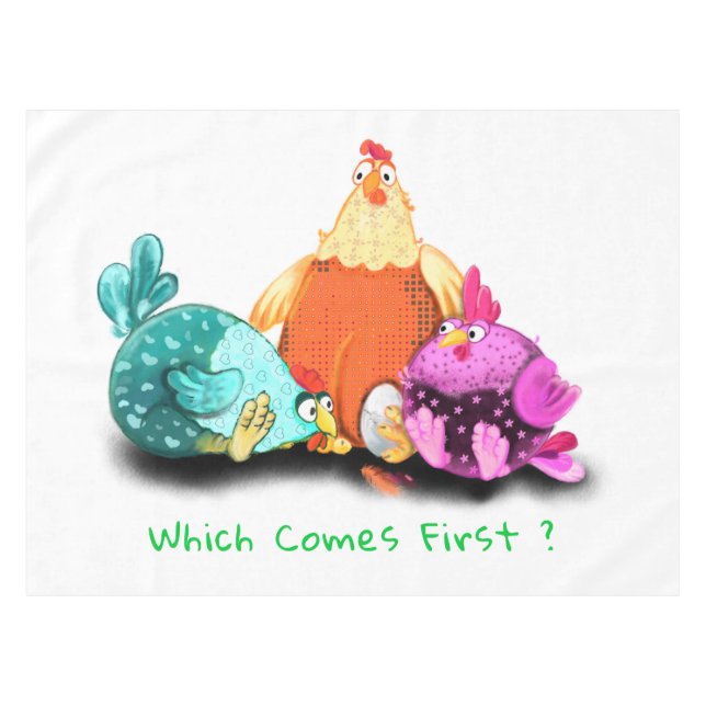 Funny Chickens Waiting Egg To Hatch Tablecloth (Front (Horizontal))