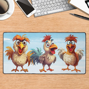 Funny Chickens Whimsical Cute Farm Animal  Desk Mat
