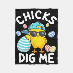 Funny Chicks Dig Me Easter Toddler Boys Men Happy Fleece Blanket