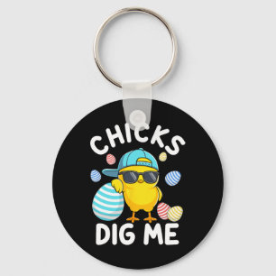 Funny Chicks Dig Me Easter Toddler Boys Men Happy Keychain