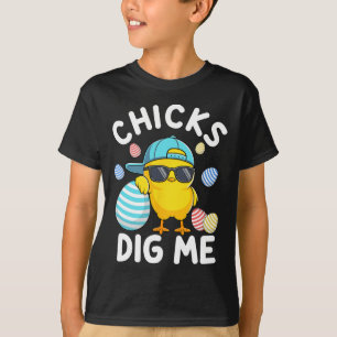 Funny Chicks Dig Me Easter Toddler Boys Men Happy T-Shirt