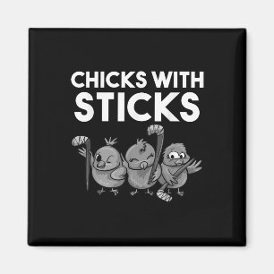 Funny Chicks With Sticks Hockey Girls Women Gift T Magnet