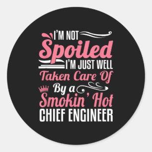 Funny Chief Engineer Wife Girlfriend Maritime Vale Classic Round Sticker
