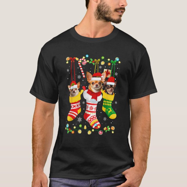 Funny Chihuahua Christmas Lights Gift for Dog Love T-Shirt (Front)