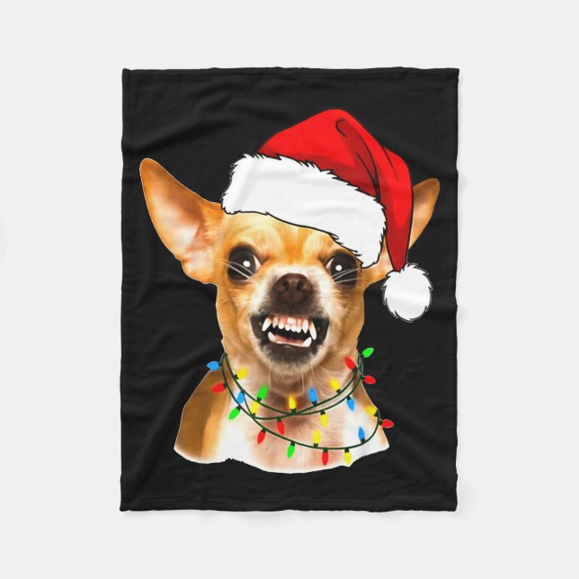 Funny Chihuahua Christmas Shirt For Dog Lovers Wom Fleece Blanket (Front)