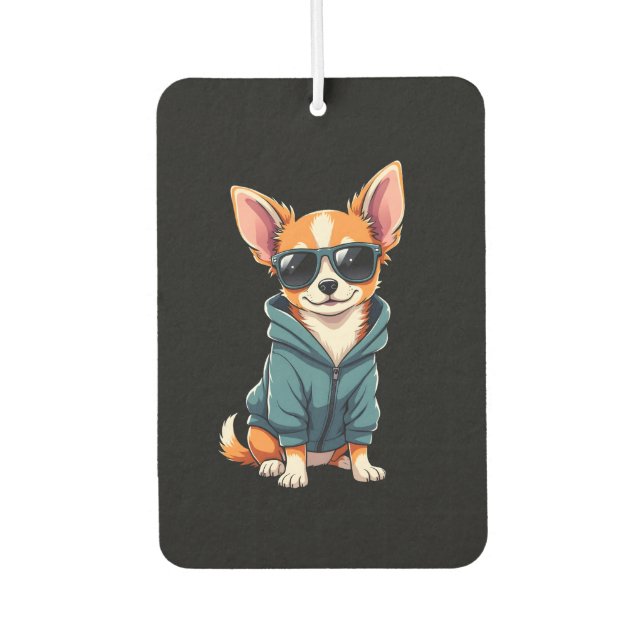Funny Chihuahua Dog Easily Distracted By Large Dog Air Freshener (Front)
