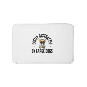 Funny Chihuahua Dog Easily Distracted By Large Dog Bath Mat