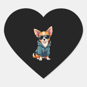 Funny Chihuahua Dog Easily Distracted By Large Dog Heart Sticker