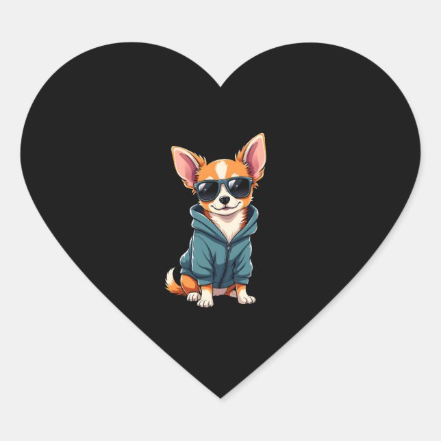 Funny Chihuahua Dog Easily Distracted By Large Dog Heart Sticker (Front)
