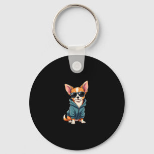 Funny Chihuahua Dog Easily Distracted By Large Dog Keychain