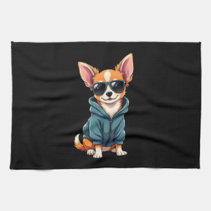 Funny Chihuahua Dog Easily Distracted By Large Dog Kitchen Towel