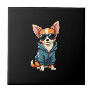 Funny Chihuahua Dog Easily Distracted By Large Dog Tile
