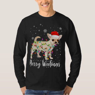 Funny Chihuahua Dog Light Merry Christmas Woofmas  T-Shirt