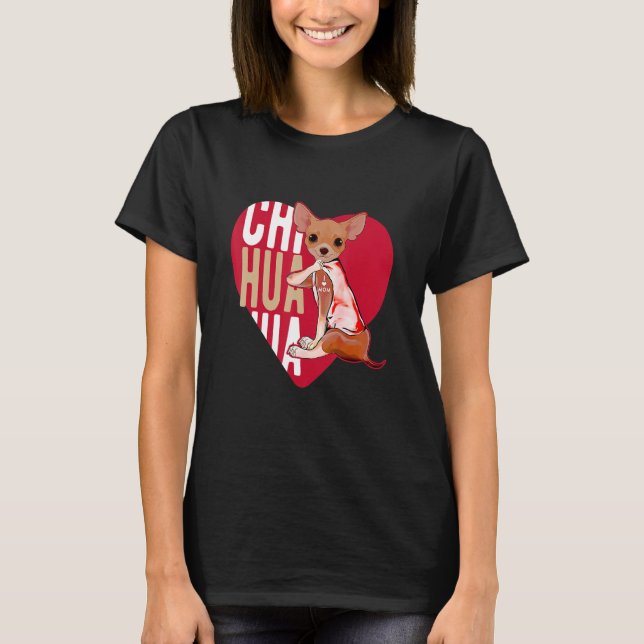Funny Chihuahua Dog Mom tee I Love Mom tee Funny G (Front)