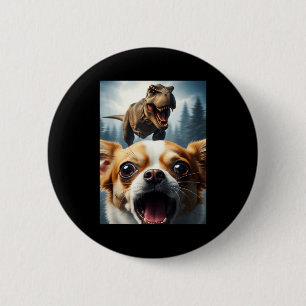 Funny Chihuahua Dog Selfie With T-rex Women Men Ki 2 Inch Round Button