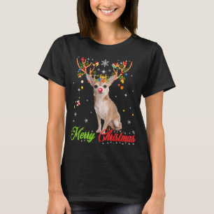 Funny Chihuahua Dog With Antlers Merry Christmas T T-Shirt