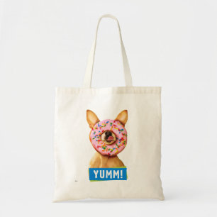 Funny Chihuahua Dog with Sprinkle Doughnut on Nose Tote Bag