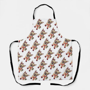 Funny Chihuahua Dog  Wrapping Paper Large Christma Apron