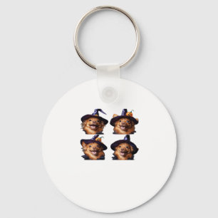 Funny Chihuahua Halloween Witch Costume � Cute Dog Keychain