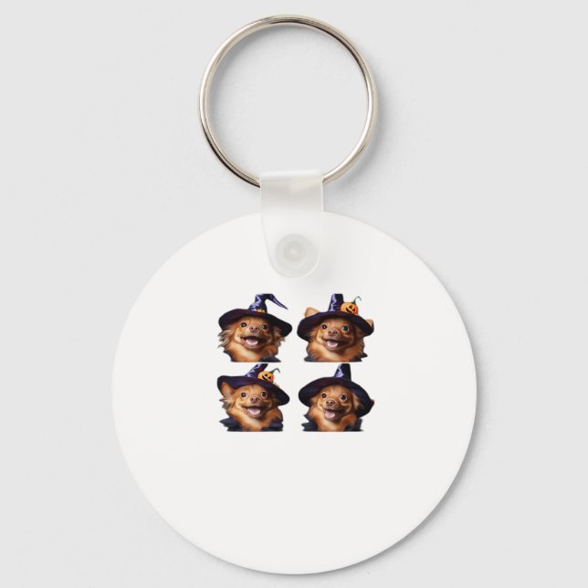 Funny Chihuahua Halloween Witch Costume � Cute Dog Keychain (Front)