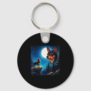 Funny chihuahua howling at the moon pet dog lover keychain