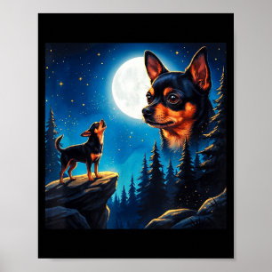 Funny chihuahua howling at the moon pet dog lover poster