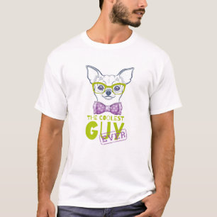 Funny Chihuahua Nerd Puppy Hipster Ladies Mens Dog T-Shirt