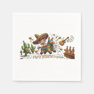 Funny Chihuahua Riding Piñata Fiesta Birthday  Napkin