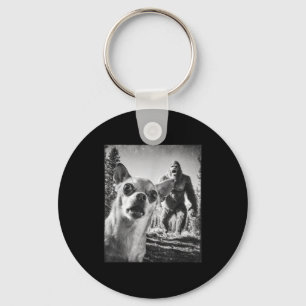 Funny Chihuahua Selfie With Bigfoot Sasquatch Cryp Keychain