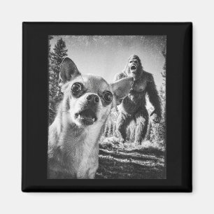 Funny Chihuahua Selfie With Bigfoot Sasquatch Cryp Magnet