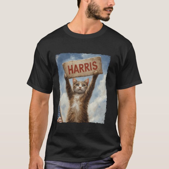 Funny Childless Cat Ladies For Harris 2024 T Shirt (Front)