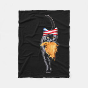 Funny Childless Cat Lady With Trump Hair Vote Kama Fleece Blanket