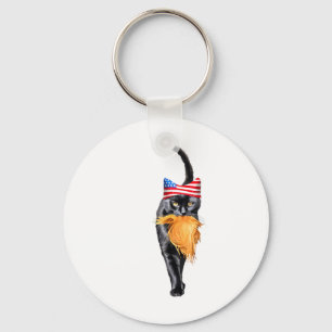 Funny Childless Cat Lady With Trump Hair Vote Kama Keychain