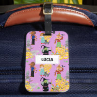 Funny children's characters on lilac