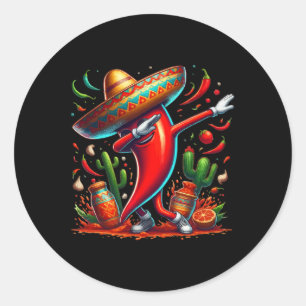 Funny Chili Dabbing Hot Pepper Sombrero Cinco De M Classic Round Sticker