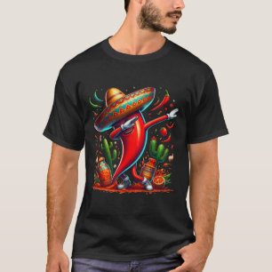 Funny Chili Dabbing Hot Pepper Sombrero Cinco De M T-Shirt