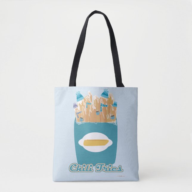 Funny Chili Fries Silly Food Cartoon Pun Tote Bag (Front)